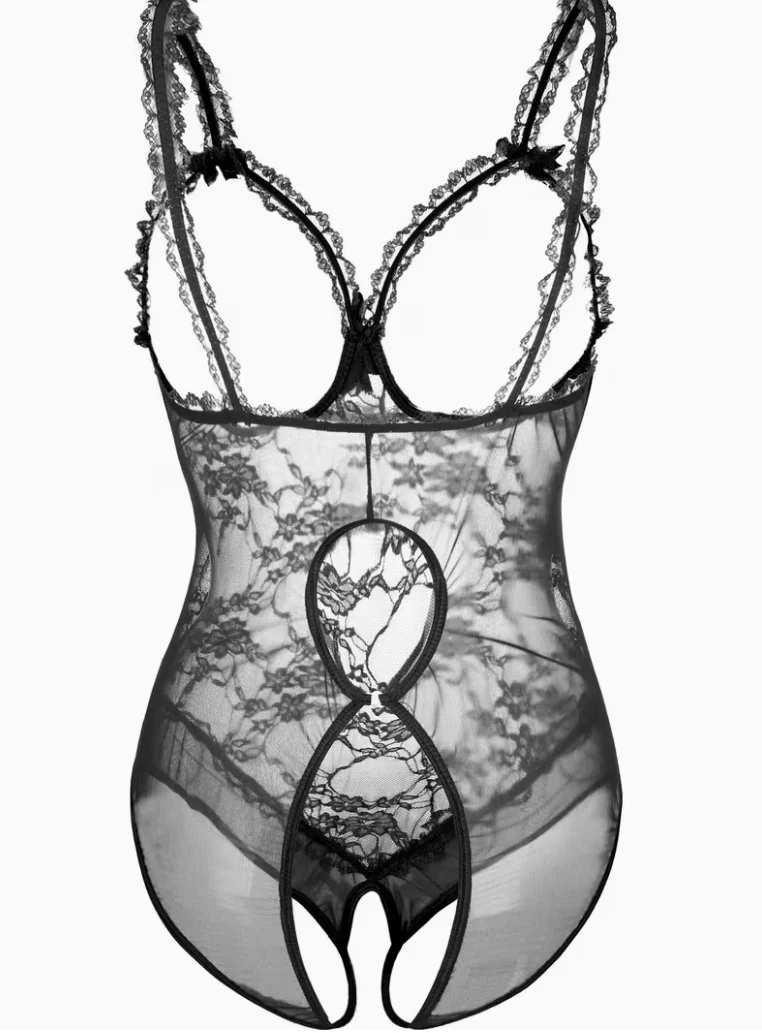 Sexig spetsbody för kvinnor blommiga underkläder med stretch_voghion.com