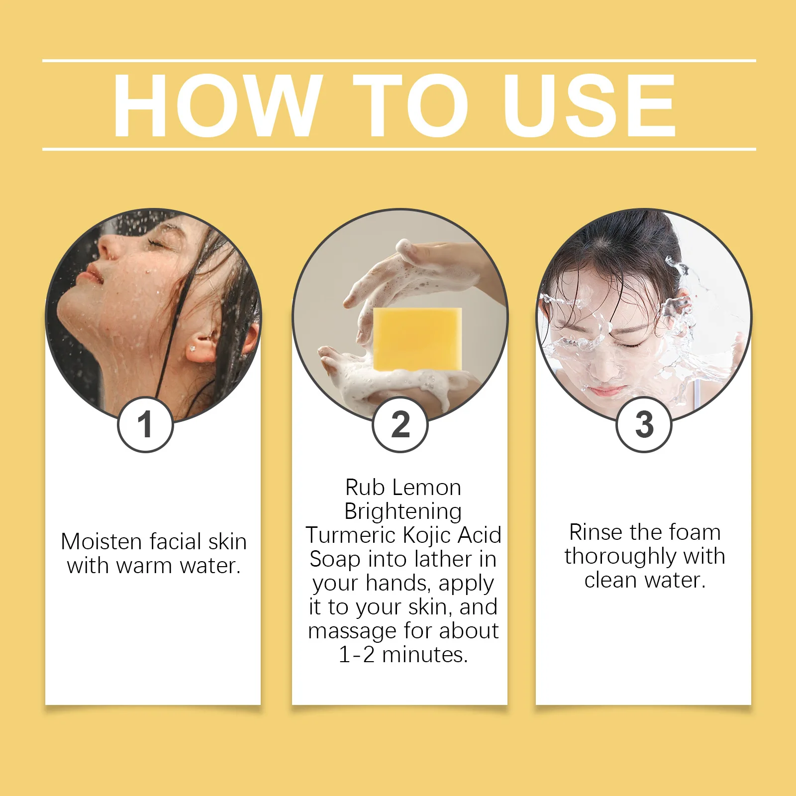 Lemon Turmeric Kojic Acid Brightening Soap Cleansing Face Rejuvenation Exfoliating Even Skin Tone Hyaluronic Acid Handmade Soap 6