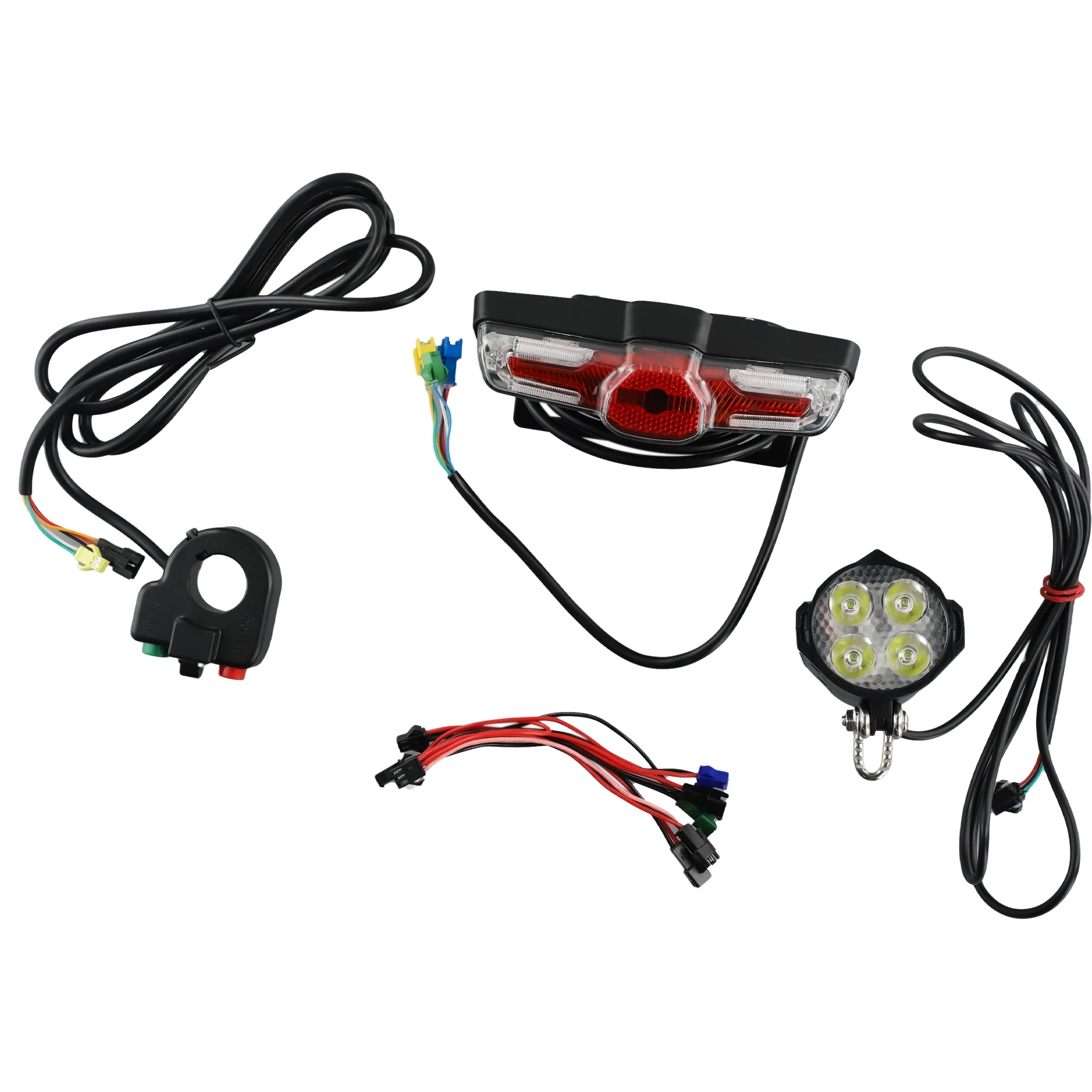 

12V 80V Light switch assembly 12W Accessories LED Electric Bicycle Headlight Horn Tail Cable Cycling Safety Signal Useful