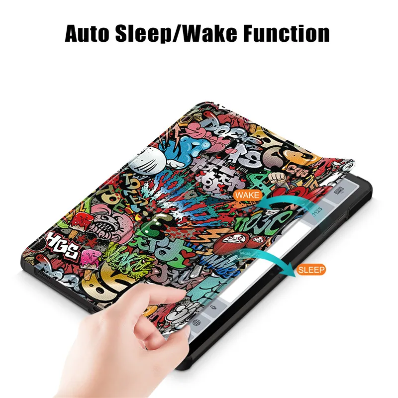 Capa de Couro Inteligente para Samsung Tab Funda Galaxy Tab Estojo s9 fe Plus 12.4 Pintura de Moda - Imagem 2