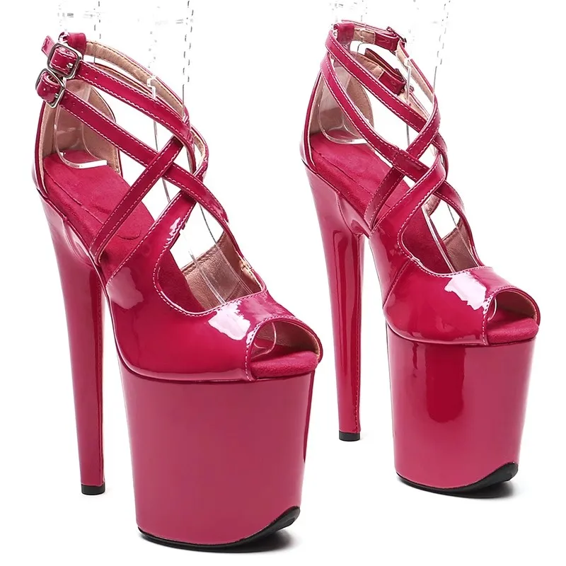 

Model Shows Wome Fashion 20CM/8inches PU Upper Platform Sexy High Heels Sandals Pole Dance Shoes 338