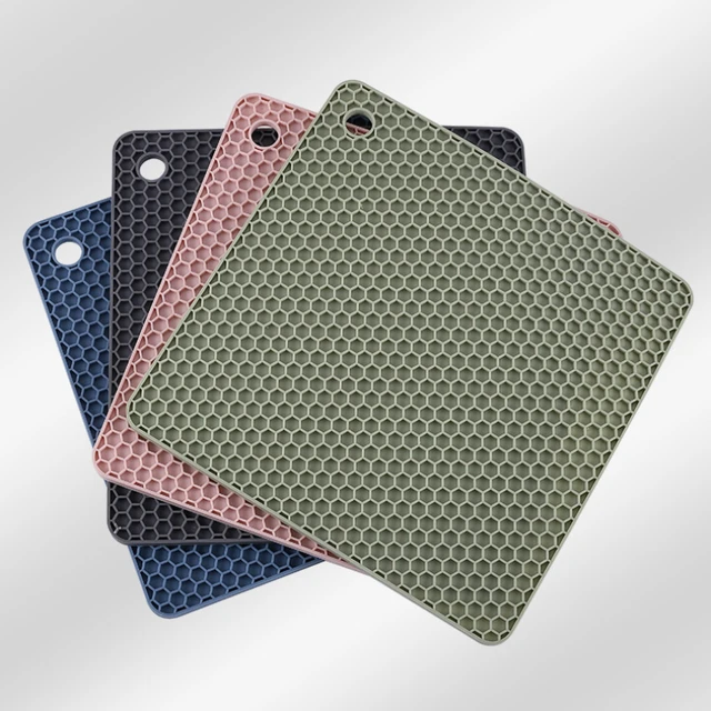 1Db Szilikon Méhsejt Placemat Hőálló Asztali Szőnyeg És Négyzet Alakú Alsó Koaszt - Image 4