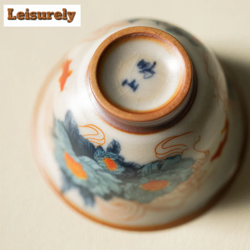 2pc/lot Ru Kiln Teacup Antique Tea Bowl Jug Tea-tasting Fragrance Cup Jianzhan Master Cups Chinese Tea Household Cafes Gift 65ml