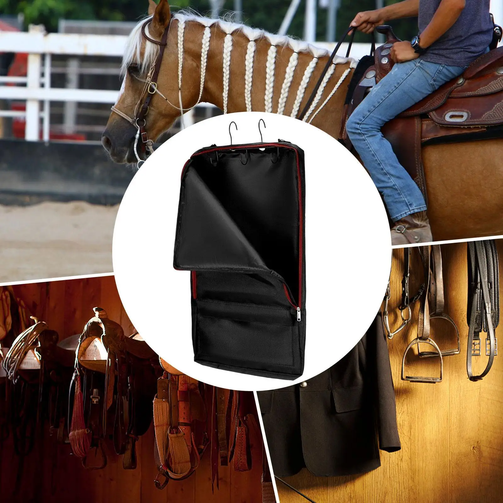 Bridle Bag for Horses with Hooks Portable Gift Waterproof Storage Tote for Reins