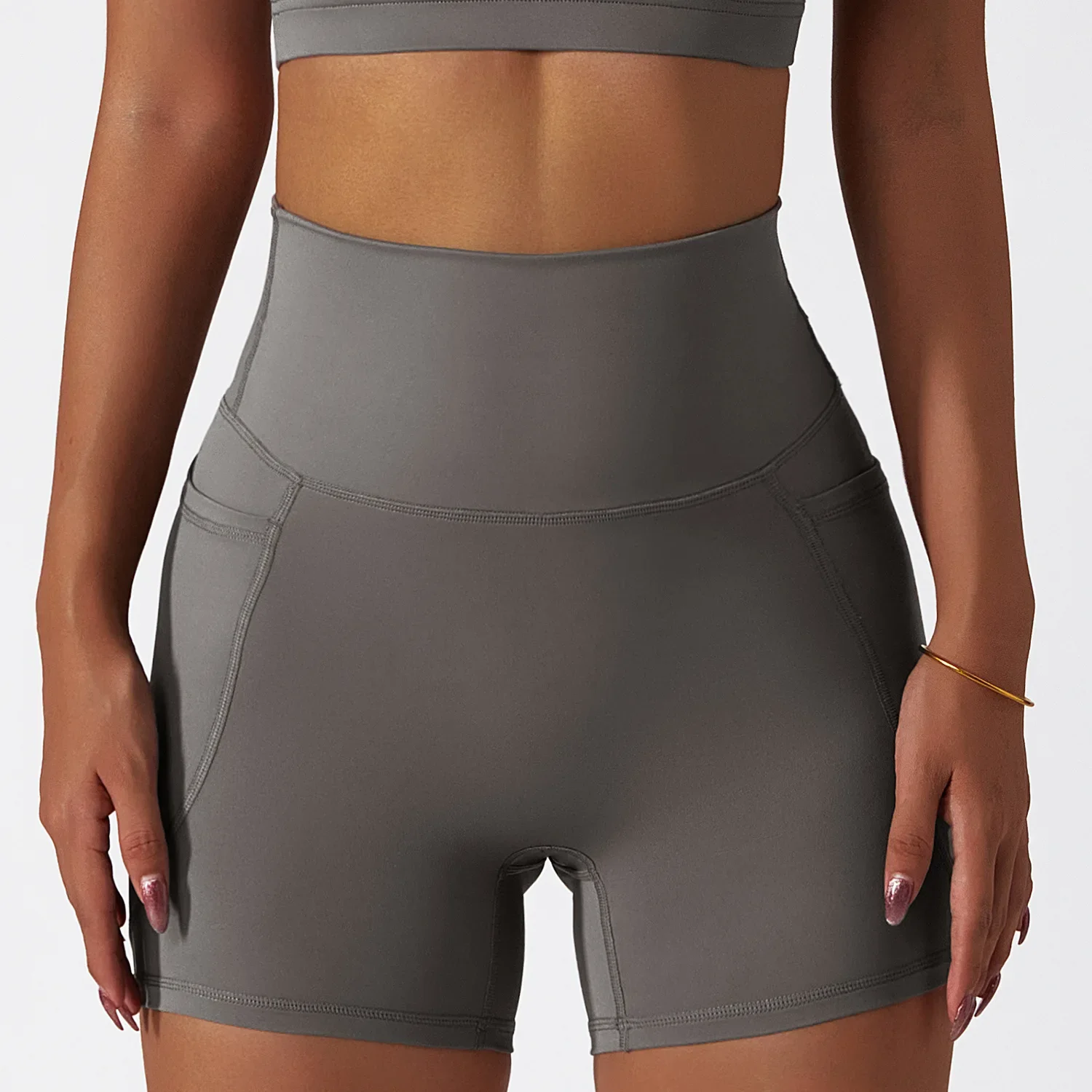 Sports shorts quick-drying tight yoga pants pocket breathable cycling running fitness women clothing booty shorts