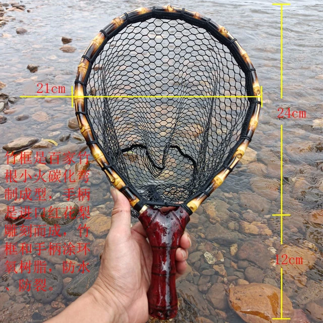 Pure Handmade Wooden handle Fly Fishing Hand Net Small Net Fly Fishing  Stream Net Fishing Net Portable Fishing Net Bamboo Ware - AliExpress