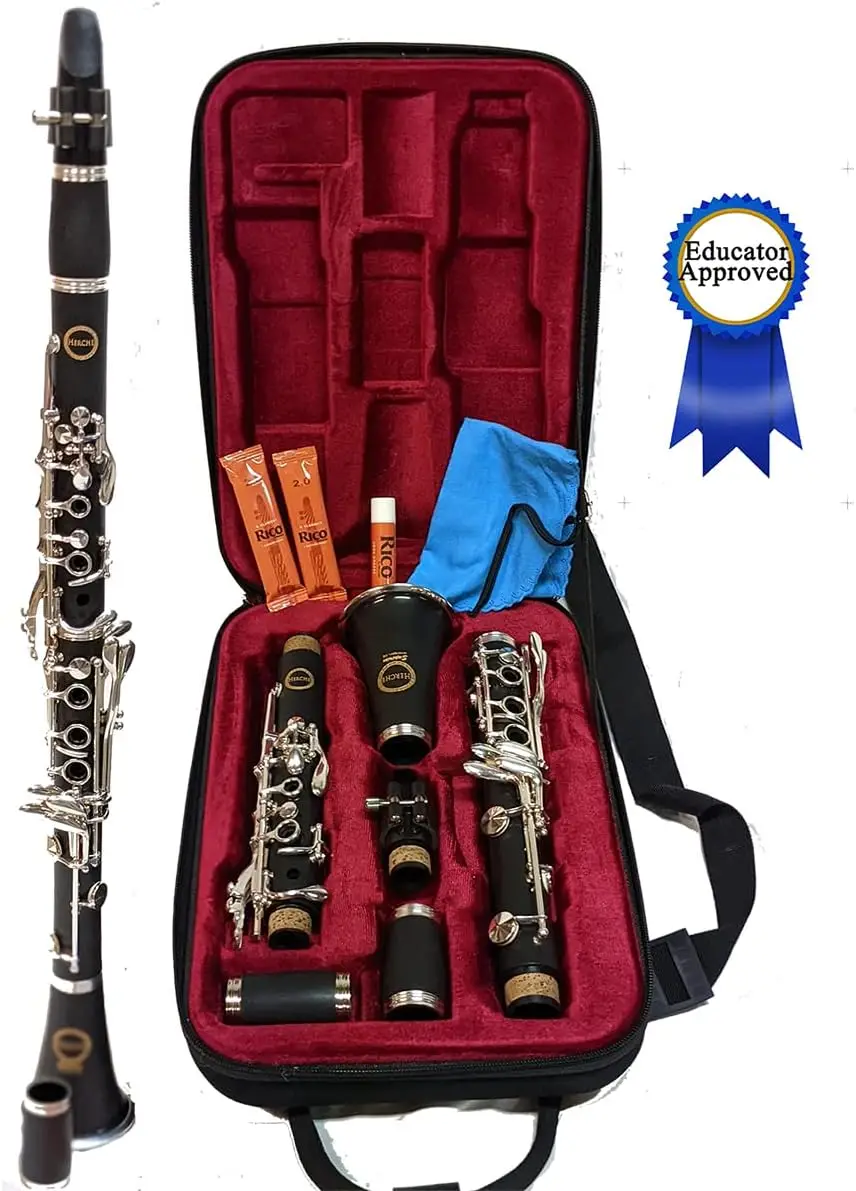 Herche Superior Bb Clarinet X3-Professional Grade Musical Instruments for All Levels-Service Plan Educator Approv