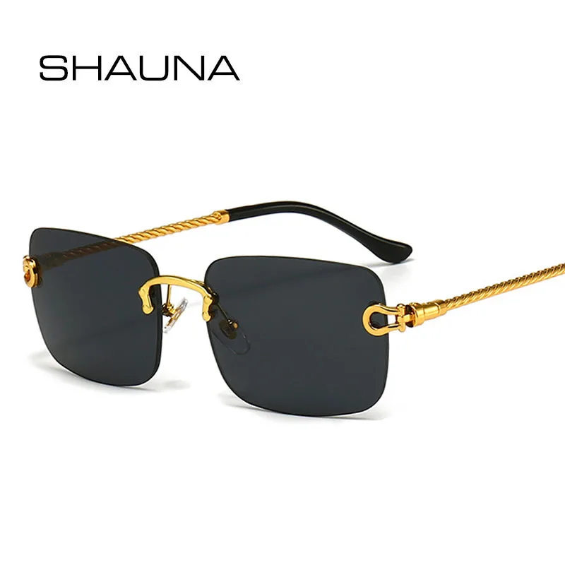 

SHAUNA Fashion Rimless Sunglasses Gradient Ocean Film Shades UV400