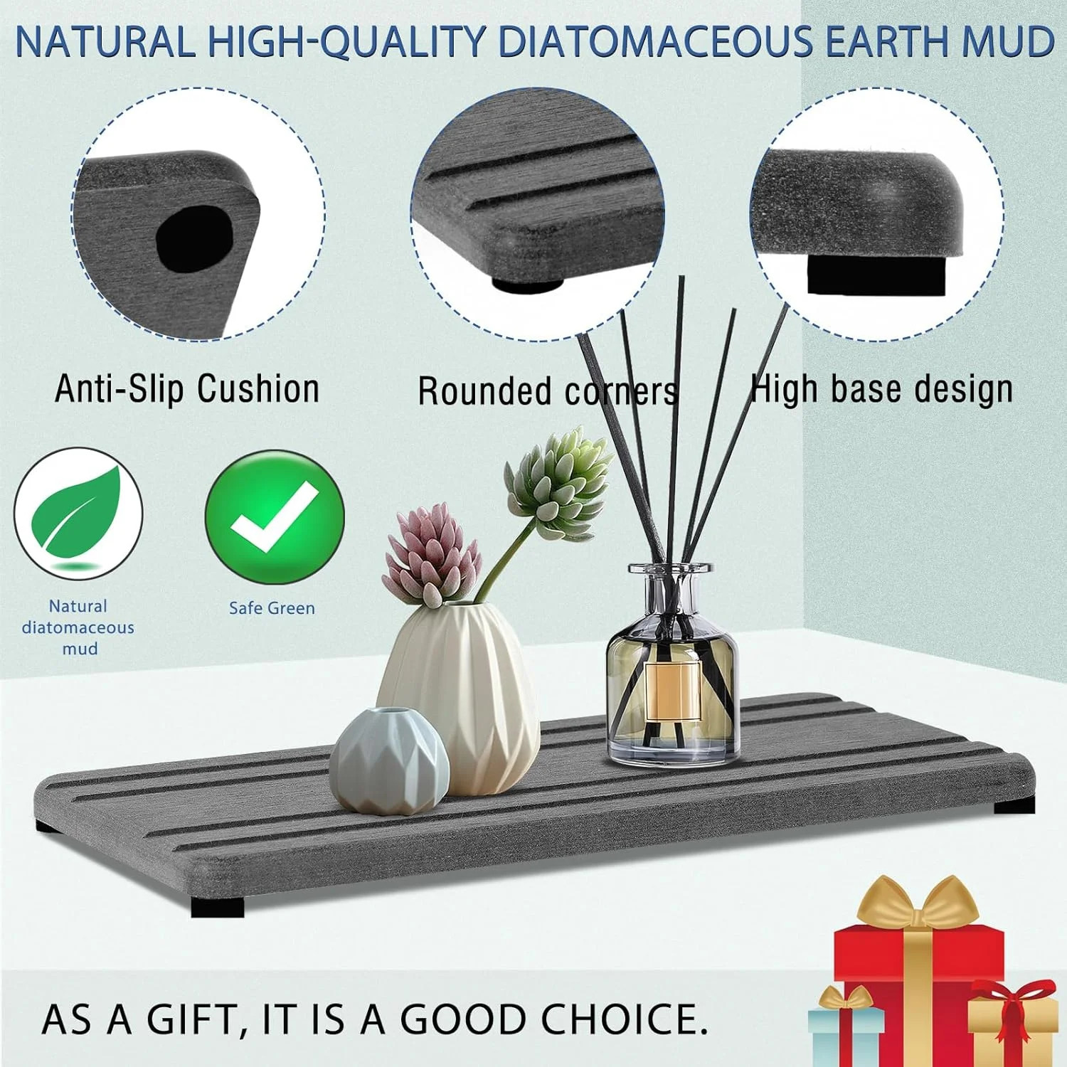 Water Absorbing Stone Tray Drying Neat Diatomite Stone Sink Tray Coasters Kitchen Sponge Hand Soap Holder 3pcs wooden tray stand