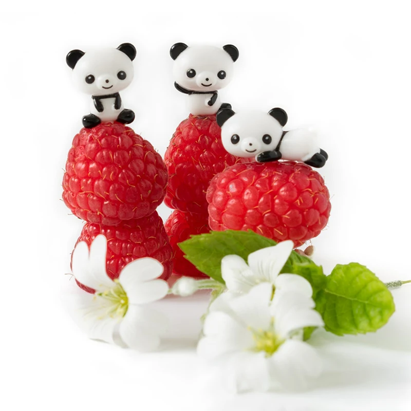 Set of 8 Mini Cartoon Panda Snack and Dessert Forks for Kids