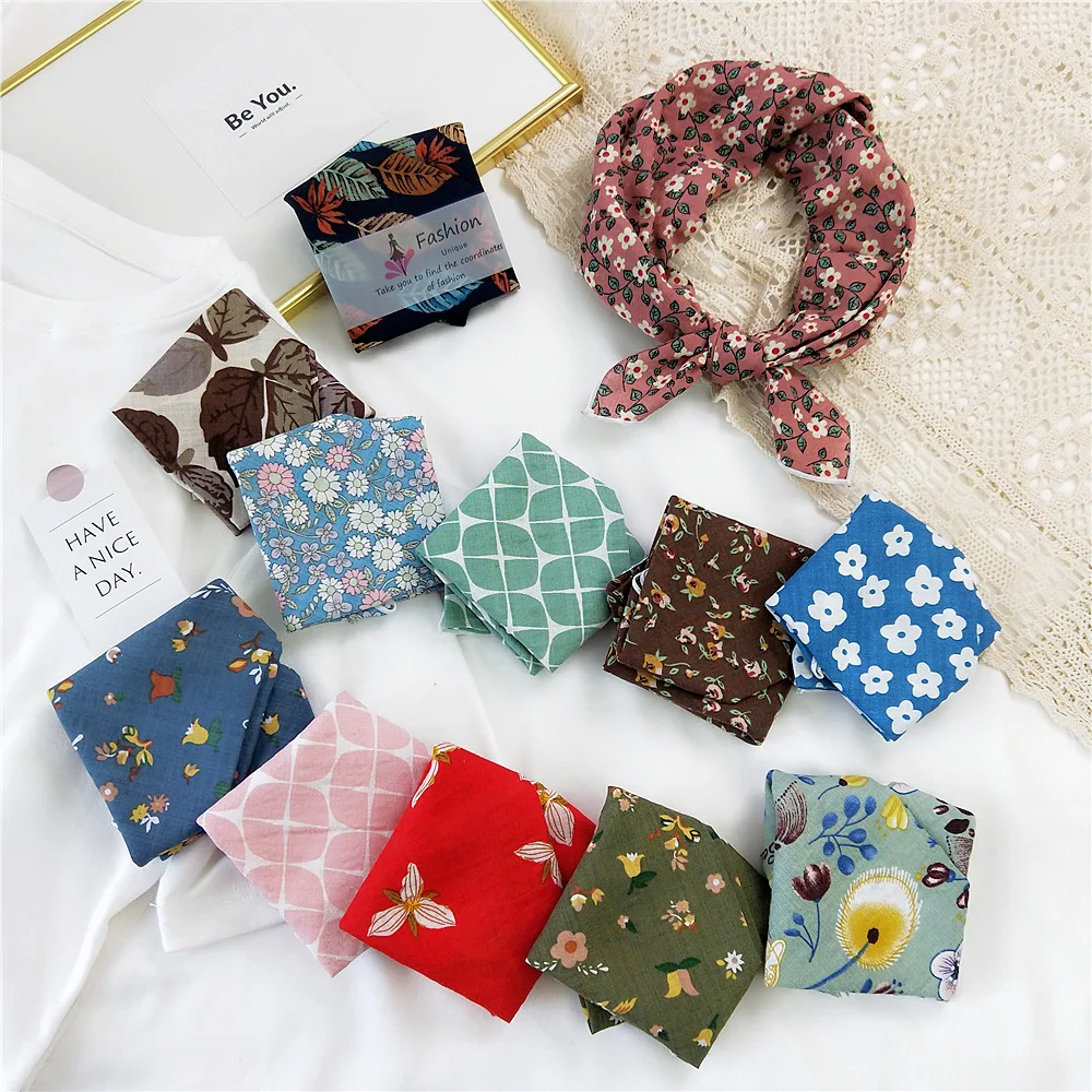 

55*55 New Stylish Square Scarves Woman Luxury Brands Designer Prints Turban Hijab for Woman Head Cover Scarf Decoration