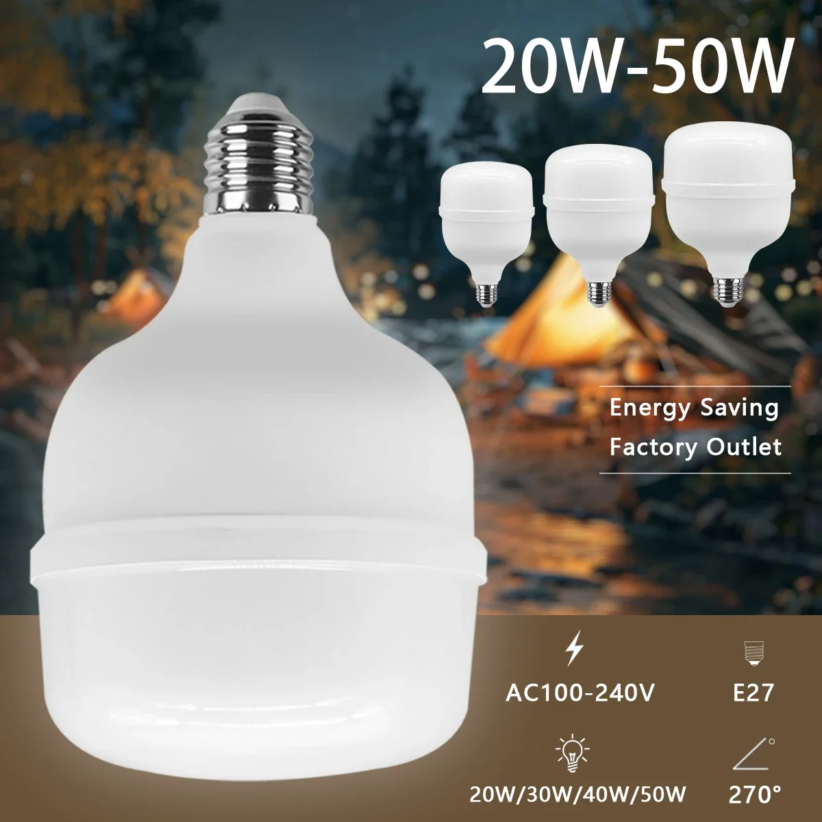 รูปสินค้า หลอดไฟ LED สว่างสูง 50W ประหยัดพลังงาน