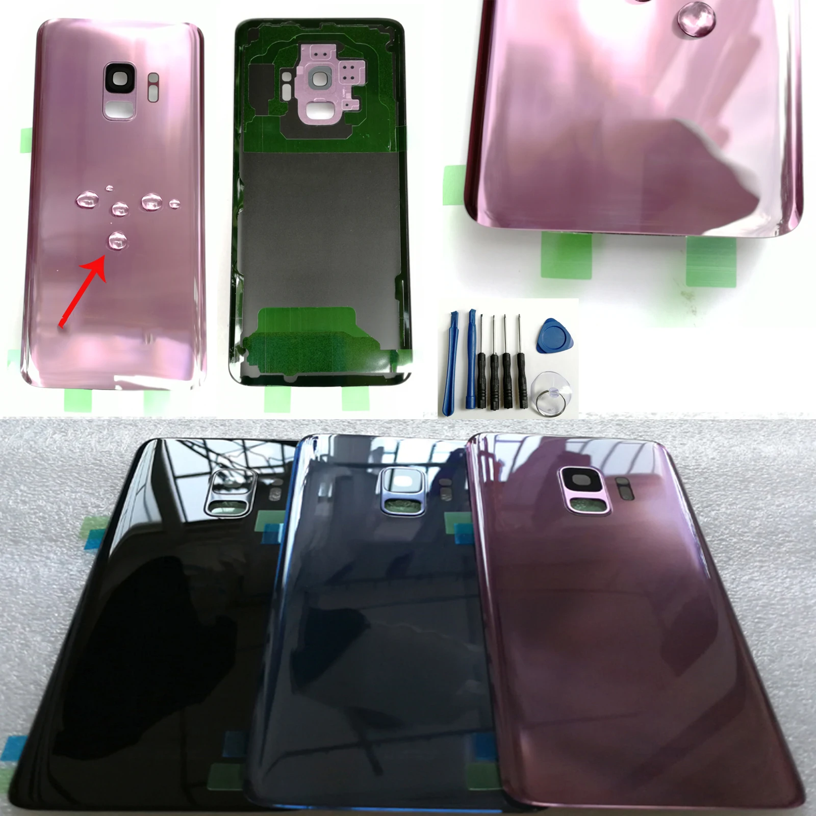 

A +++ для Samsung Galaxy S9 G960F G960U G960W Задняя стеклянная крышка аккумулятора + крышка объектива