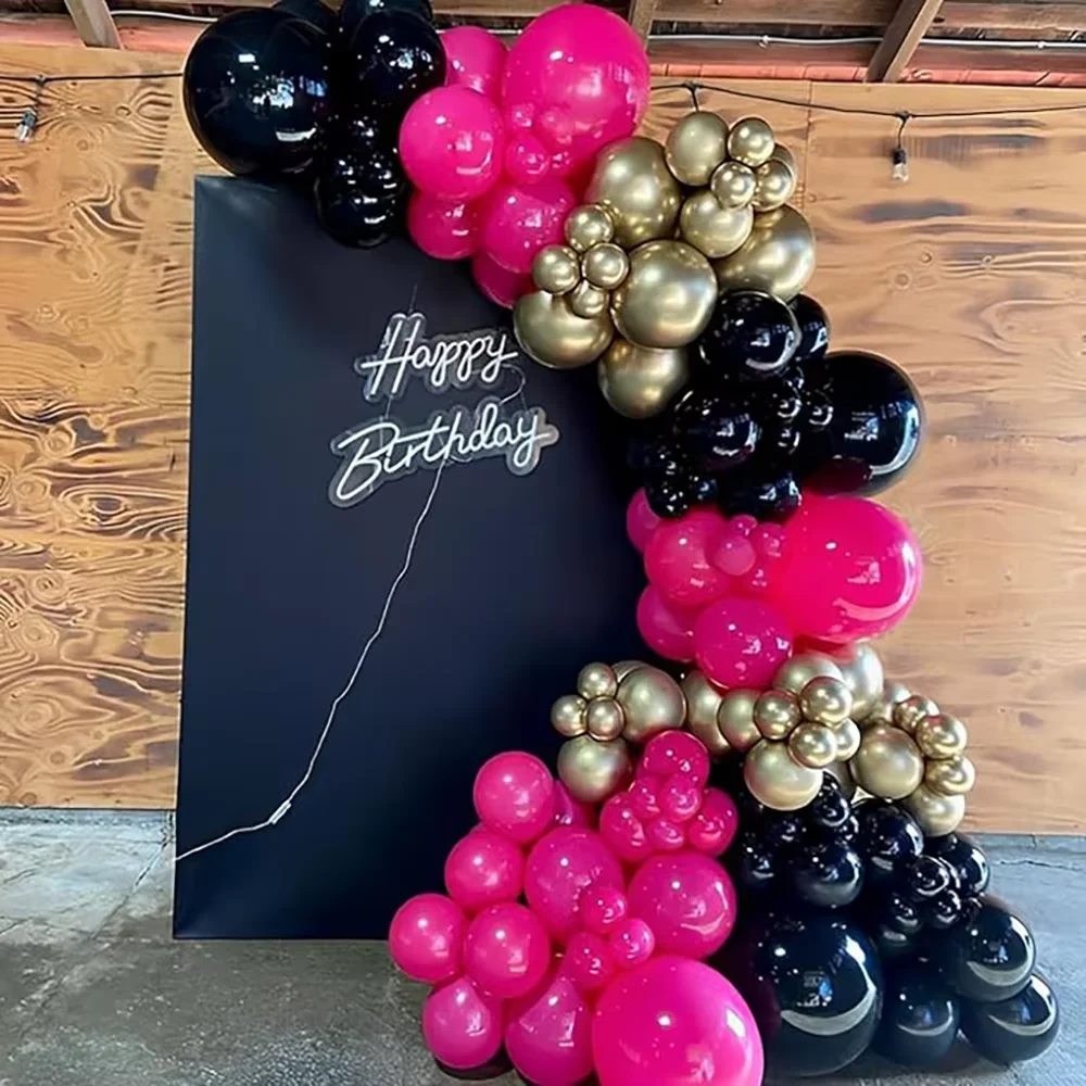 134pcs Pink Balloons Arch Kit Hot Red Rose Gold Balloon Garland Girl Princess Theme Birthday Party Baby Shower Decoration Globos