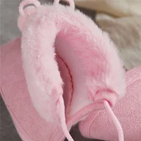 Suefunskry Toddler Baby Girls Boys Boots Winter Warm Soft Sole Fluffy Lace up Boots Cute Plush Pom Decoration Non Slip Shoes 5