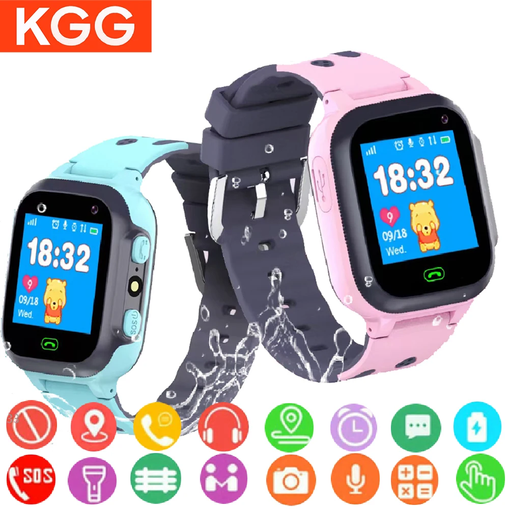 KGG 어린이용 스마트 워치 카메라, LBS SOS 위치 손전등, 전화 통화, 스마트 워치 카메라, 수학 게임, 어린이 시계