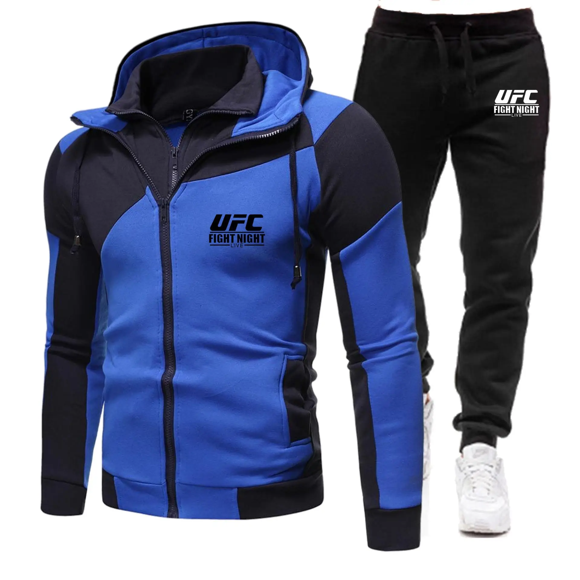 2022 New Fashion Sportswear Zipper Hoodie Casual Sports Men's Mma Hooded Sportswear Men's 2-piece Sweatshirt + Sweatpants mens linen short sets Men's Sets