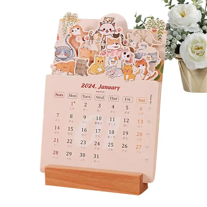 

Funny Animal Desk Calendar 2024 Wooden Desk Calendar 3D Creative Gift Box Calendar 12 Month Cute Calendar Decorative Calendar