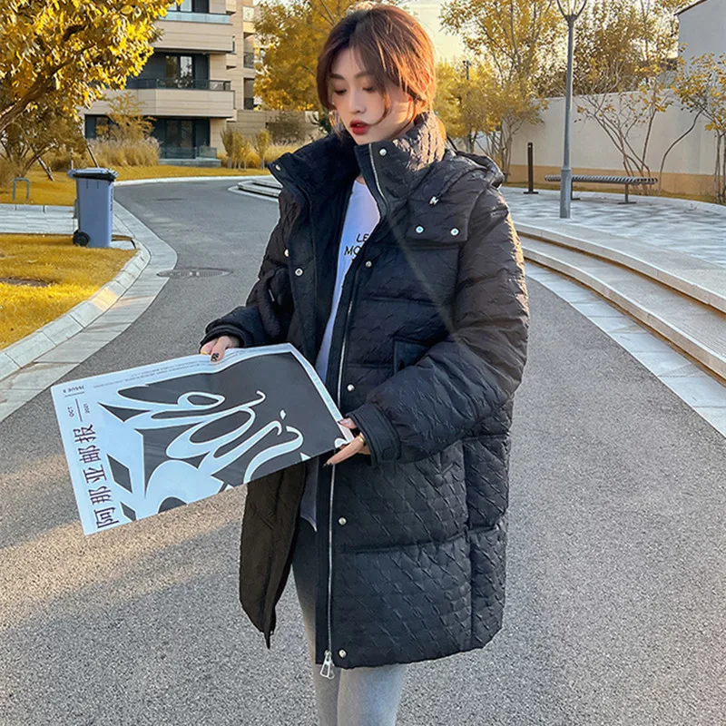 

Autumn Winter New Long Sleeve Puffer Jacket New Korean Cotton Padded Coat for Women Loose Large Down Padded Jacket Tz*