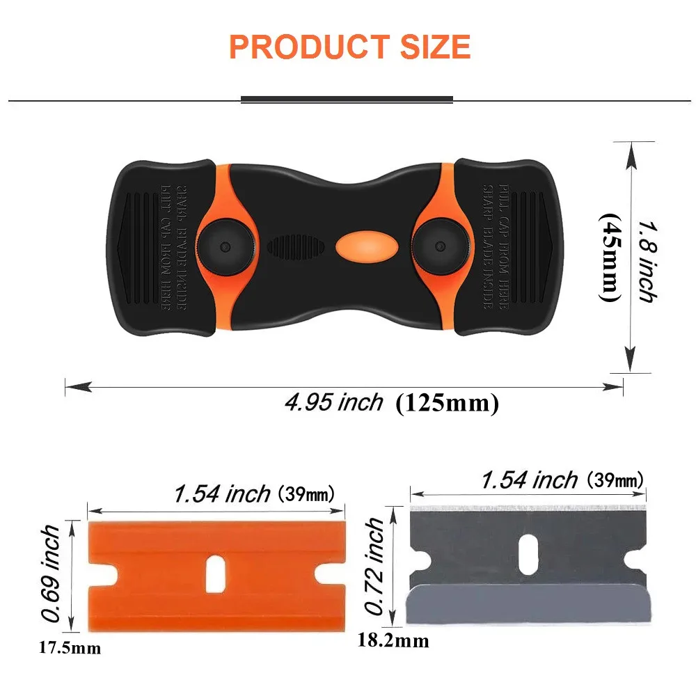 Razor Blade for Double-Sided Scraper Auto Film Sticker Glue Ice Remover Razor Gap Glass Kitchen Car Cleaner Squeegee Knife 10pcs cleaning scraper glass scraper glass window scraper scraper tool scraper cleaner