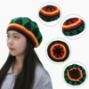 Wool Crochet Autumn Winter Warm Loose Casual Sunshade Jamaican Rasta Beanie Hat for Men Women Colorful 5