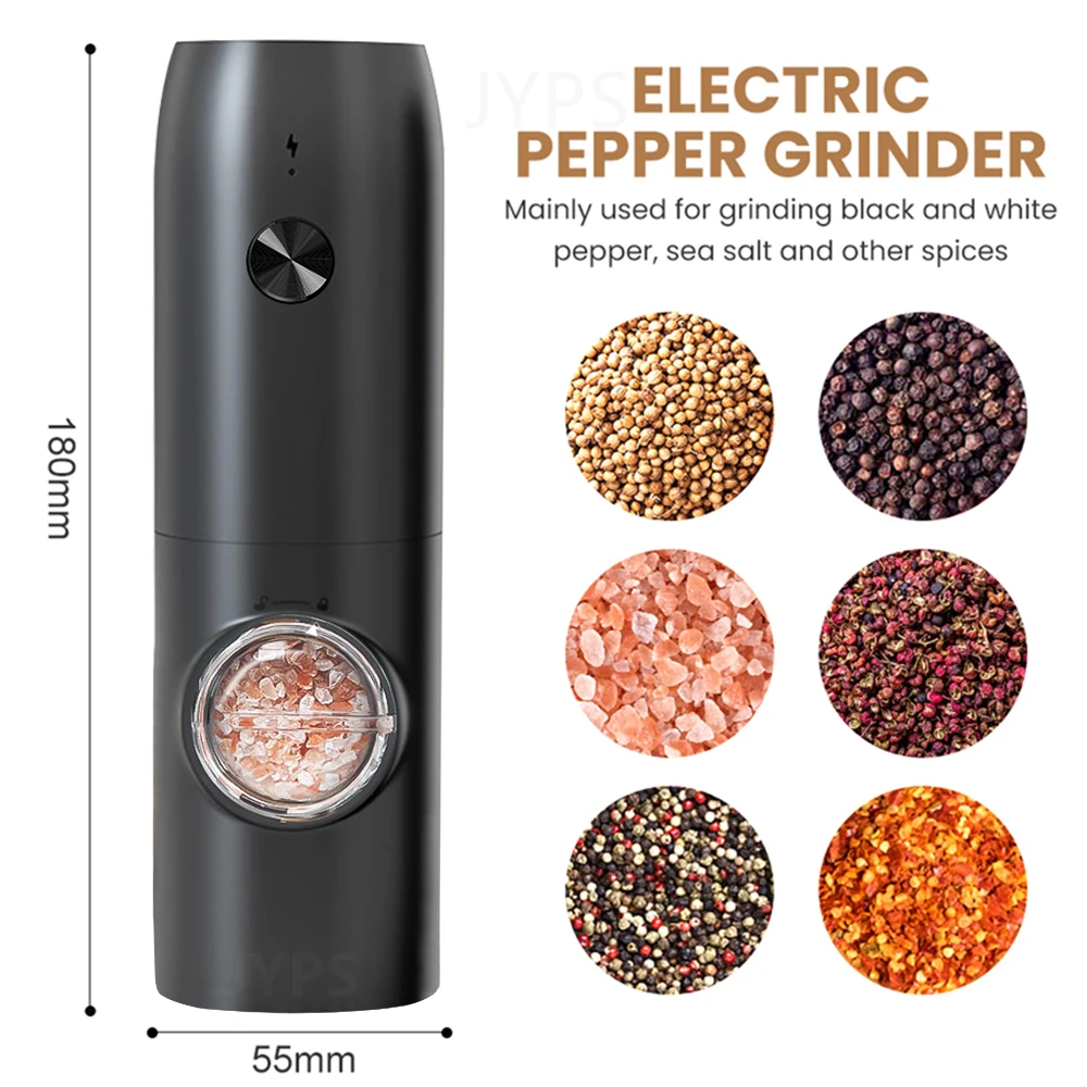 Automatic Mill Pepper And Salt Grinder USB Charging Spice Salt Pepper  Grinder With LED Light Adjustable Coarseness Mill New - AliExpress