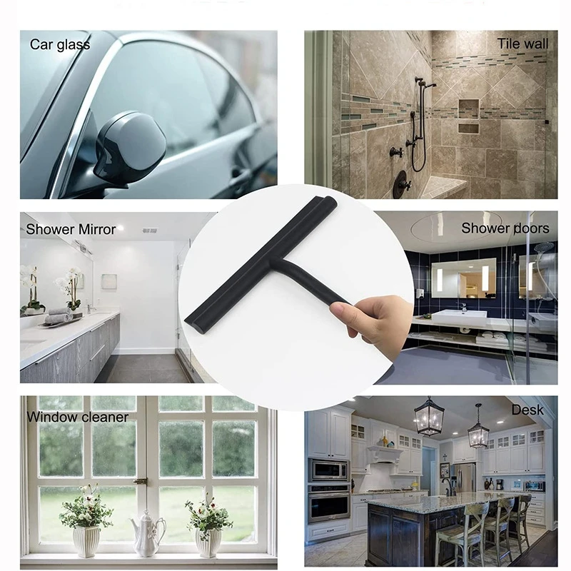 1PCS Shower Glass Wiper Scraper Shower Squeegee Cleaner With Silicone Holder Bathroom Mirror Wiper Scrapers Glass Cleaning Tool 6