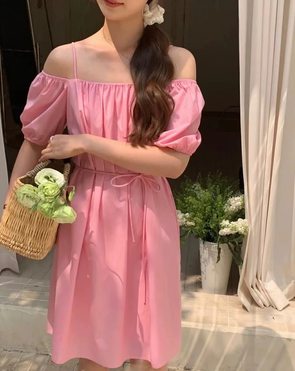 

Mini Dresses Women Off Shoulder Solid Sweet French Chic A-line Dress Summer Japanese Korean Style Casual Short Skirt Vestidos
