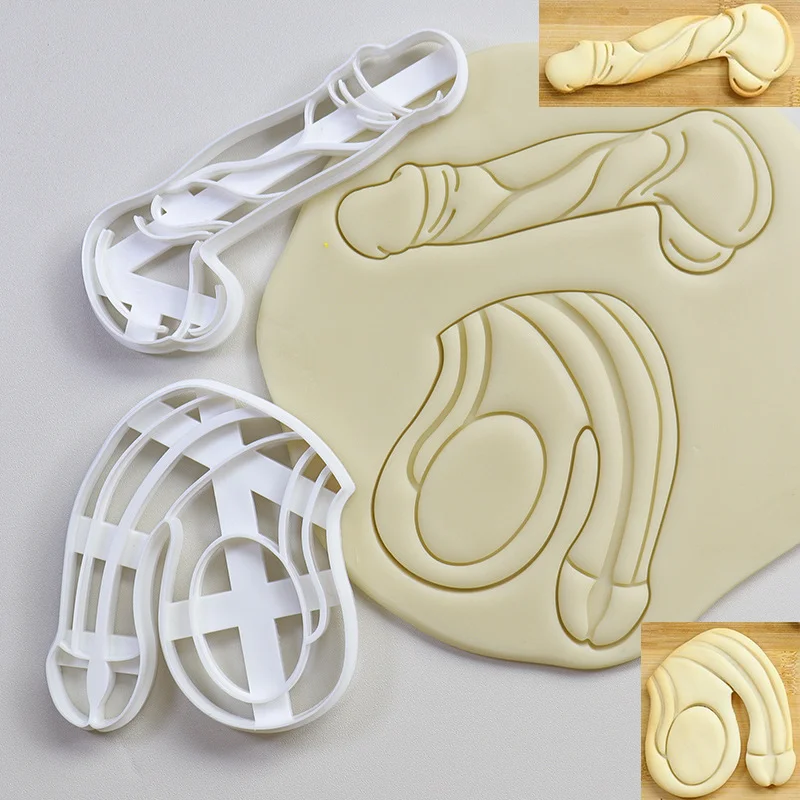 Plastic Male Genital Profile Cookie Cutter Grinder Female Genital Vulva White Baking Tool Diy Cartoon Penis Uterus Biscuit Mold cookie cutter baking mold cookie mould cookie printing mold