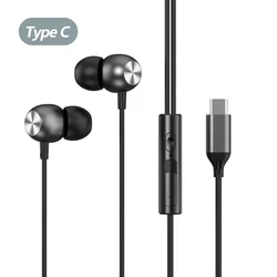 USB - C HiFi Surround Sound In - Ear Wired Headphones (Black Type C)