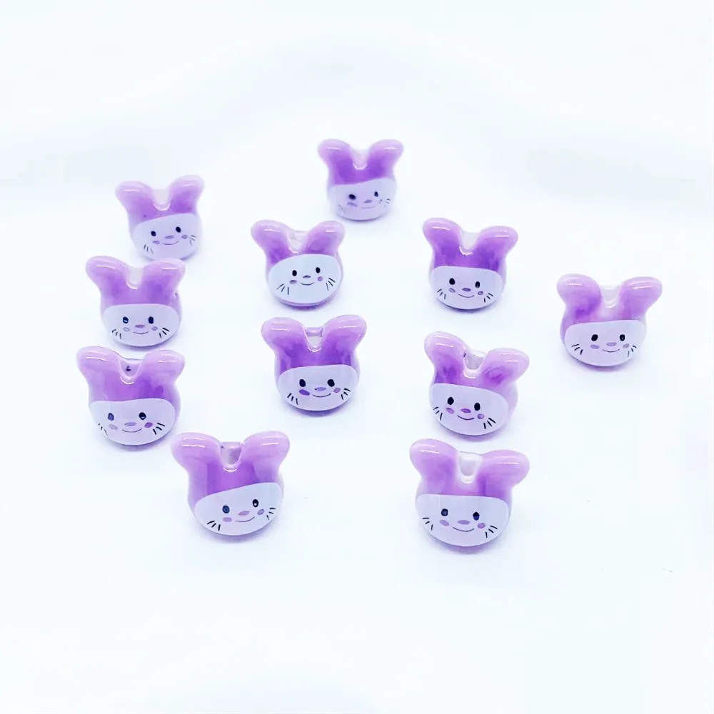 10Pcs Ceramic Colorful Chinchillas Ceramic Beads Rabbit Beads Cute Rabbit Ceramic Beads Animal Cute Rabbit Shape Porcelain Bead