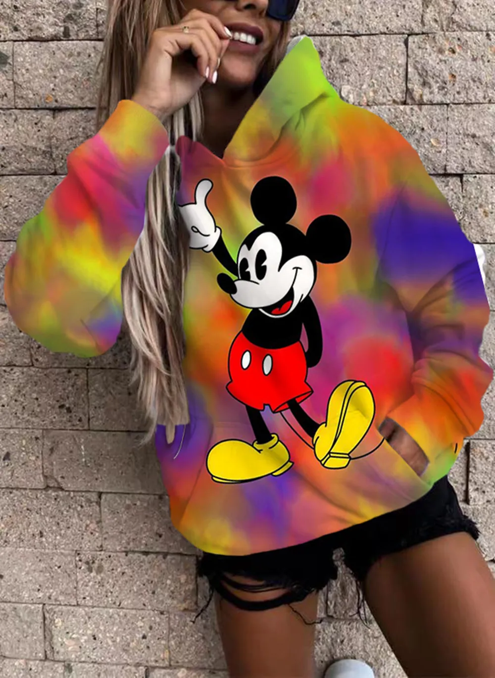 2022 Design Cartoon Disney Minnie Dark Tie Dye Sweatshirt Ladies Autumn  Winter Hoodie Street Fashion Versatile Pocket Top - Hoodies u0026 Sweatshirts -  AliExpress