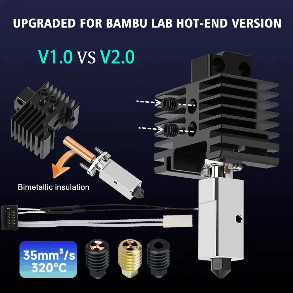 For Bambu lab Hotend Nozzle Upgrade Hotend CHT Nozzle Hardened Steel Nozzle 500°C For Bambu lab x1c Hotend P1P Plated Copper, ,   - AliExpress
