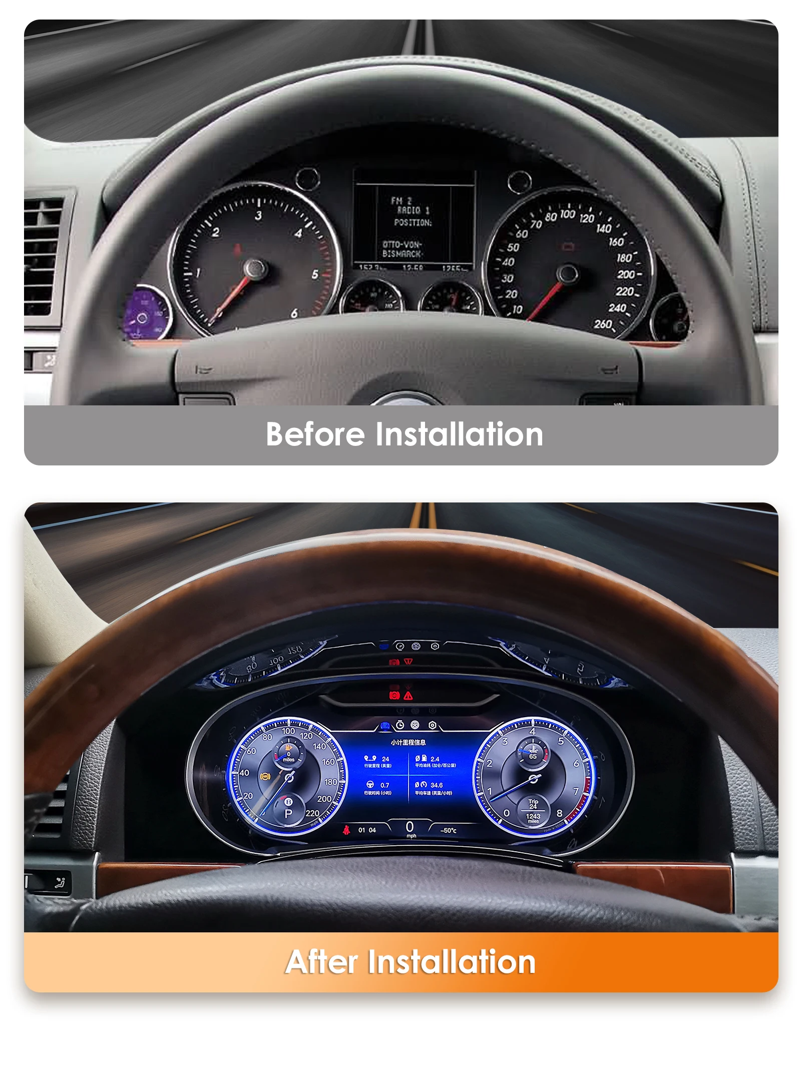 Panel de Instrumentos Hizpo para Volkswagen Touareg 2003~2010, Indicadores Digitales, Velocímetro, Tablero de Instrumentos 4
