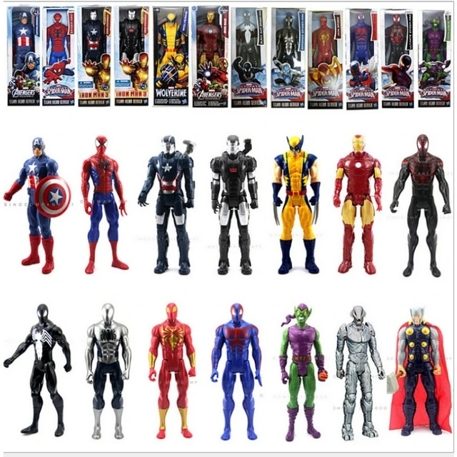 Figuras de acción de los vengadores de Marvel, muñecos de superhéroes,  Spiderman, Thanos, Hulk, Capitán América