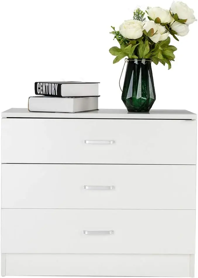 

Modern 3 Drawer Dresser, White Drawer Chest, Wood Bedroom Dresser, Chest of Drawers for Living Room, Closet, Bedroom