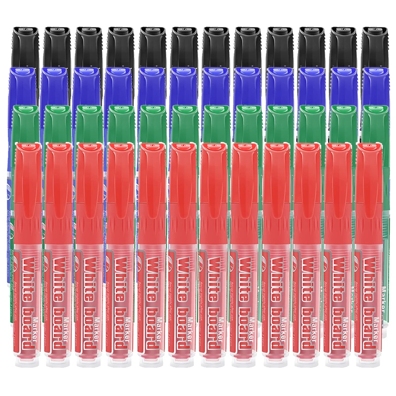 12pcs/set Erasable Whiteboard Marker Set Pen Dry-Erase Sign Ink Refillable Office School Supplies Student Gift Black Blue Red whiteboard pens