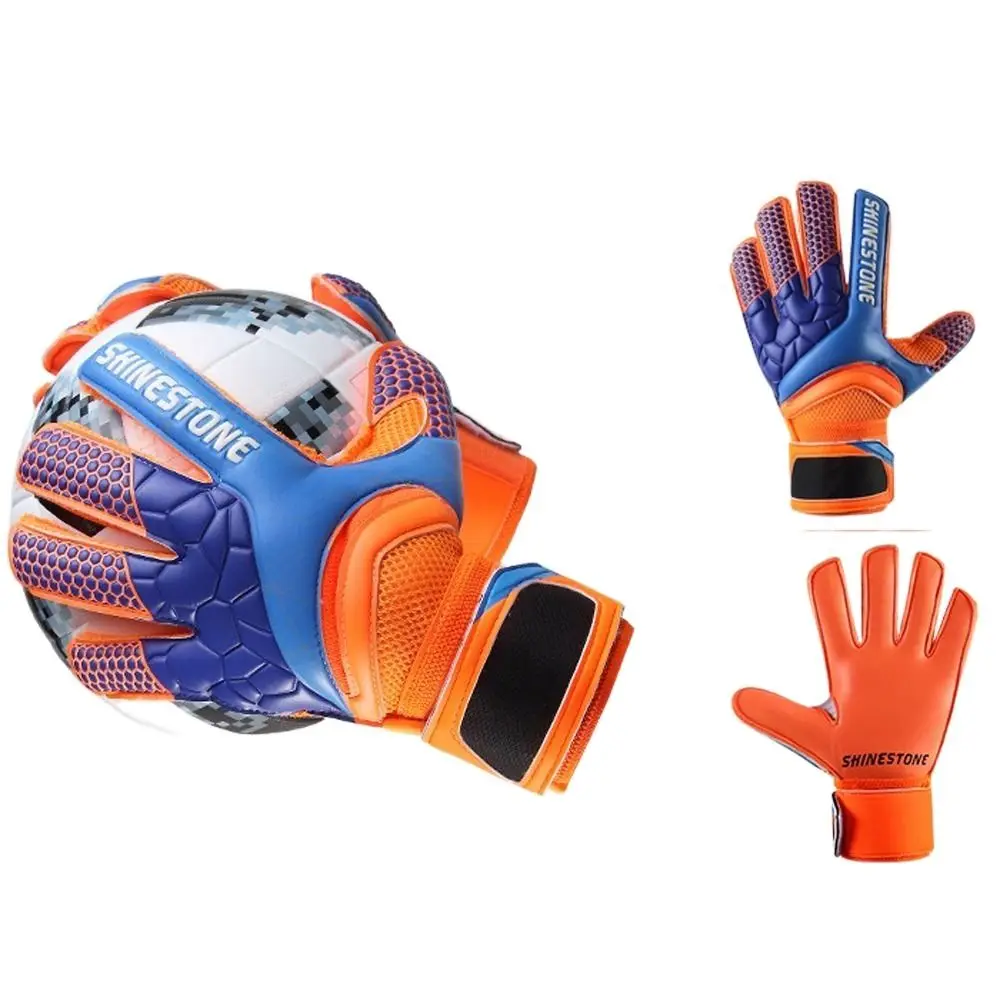 1 Pair Anti-Slip Kids Goalie Gloves Finger Protection Latex Goalkeeper Gloves Cushioning Adjustable Adult/Children/Kids