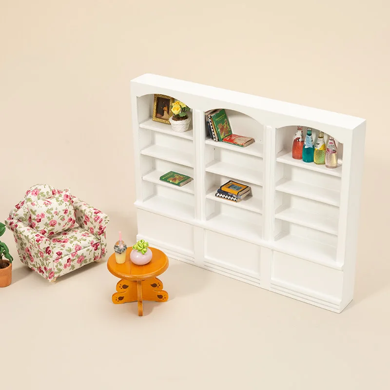 Mini Doll House Bookshelf Display Cabinet Furniture
