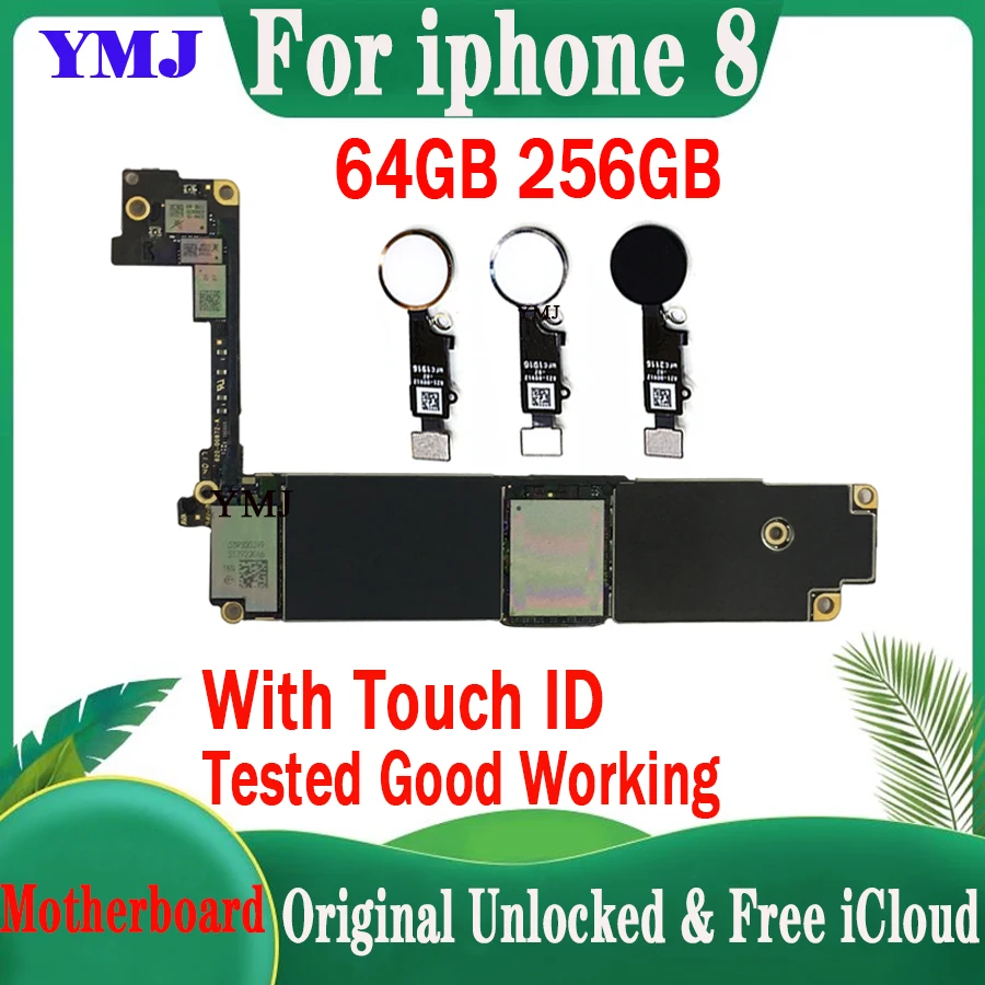 

Free Shipping Original Unlocked For iPhone 8 Motherboard 64GB/256G Support IOS Update For iPhone 8 Logic Board With/No Touch ID