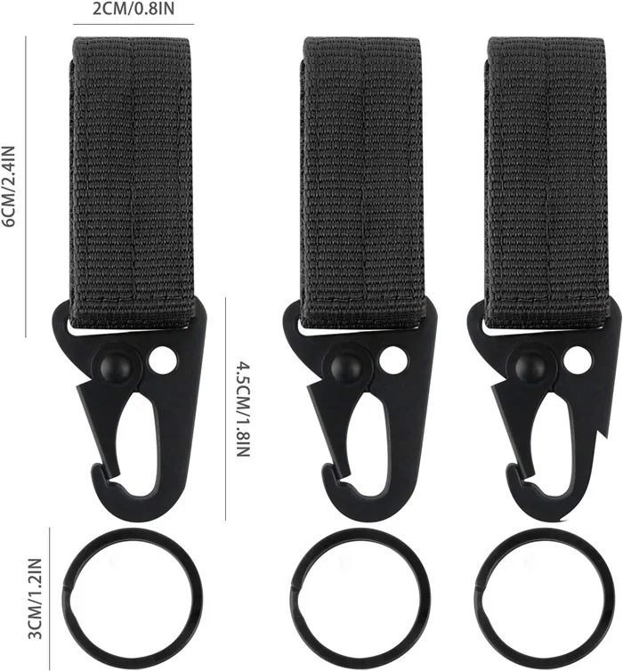 3pcs Tactical Belt Keeper with Key Clip for Duty Gear Belt Key Holders Nylon bing Hook Travel