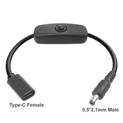 USB - C PD to Micro USB/DC Power Extension Cable with On/Off Switch, Male to Female 5V for 1.2M (C - F to DC 5.5x2.1 - M)