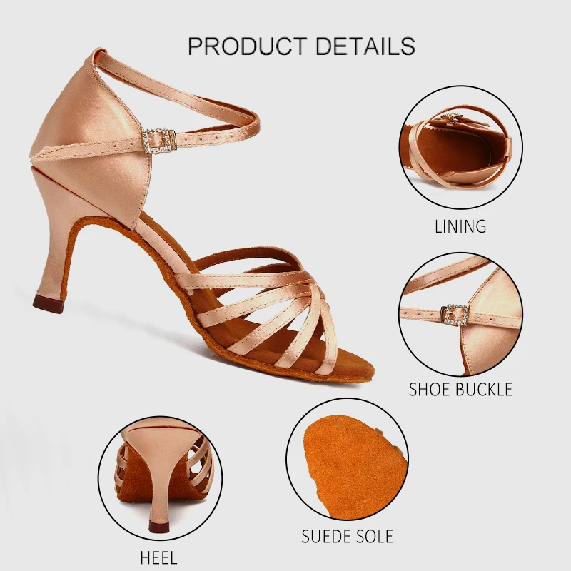 Ballroom Latin Dance Shoes for Women Girls Ladies Tango Salsa High Heels Dancing Shoes Indoor Satin Silk 7/5CM dance shoes