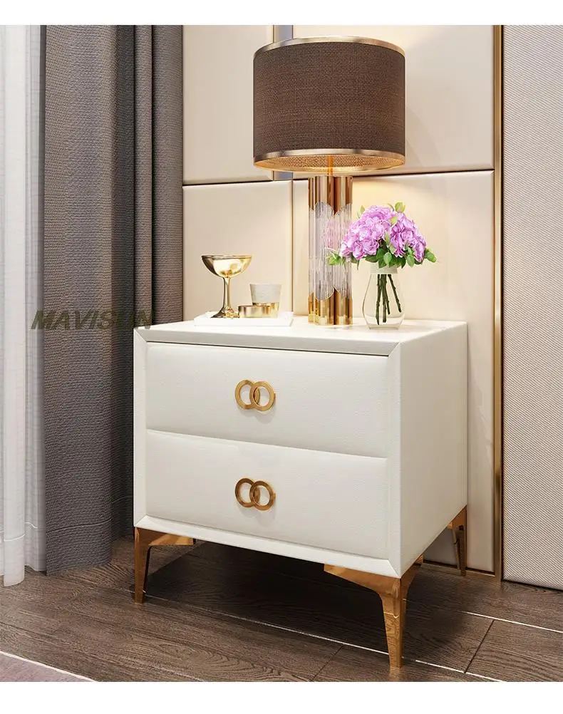 Description Picture 6 of itemSmall Bedside Table For Girls In Pink Creative Storage Cabinet Near The Bed With Double Drawers Auxiliary Bedroom Furniture
