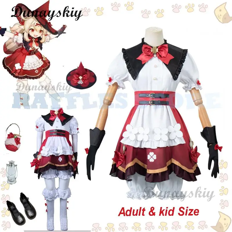 

Genshin Impact Klee Cosplay Costume Little Witch New Skin Cosplay Cute Lolita Dress Kawaii Adult Kid's Size Halloween Outfits