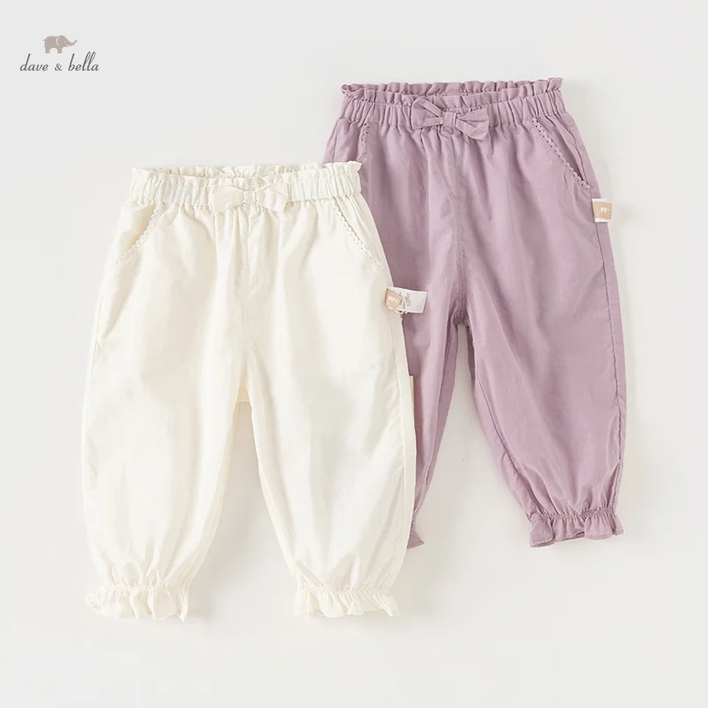 

Dave Bella Children's Pants 2024 New Summer New Girls Thin Anti-Mosquito Pants Baby Fashion Casual Cute Sweet DB2241084