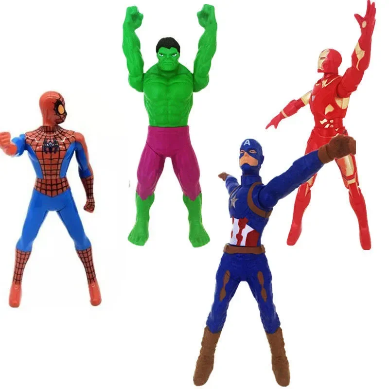 Disney Toys Marvel Spiderman Hulk Ironman Action Anime Figures Model Pvc Movable Joints Rotatable Doll Collection Model 18cm