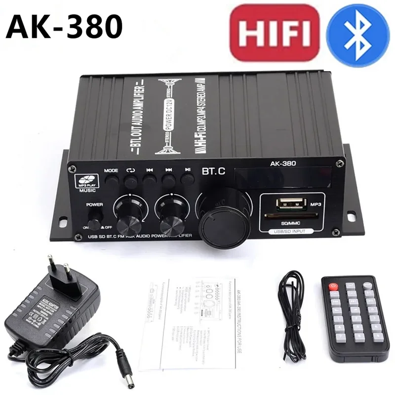 AK380 ミニオーディオパワーアンプステレオサウンド Bluetooth 5.0