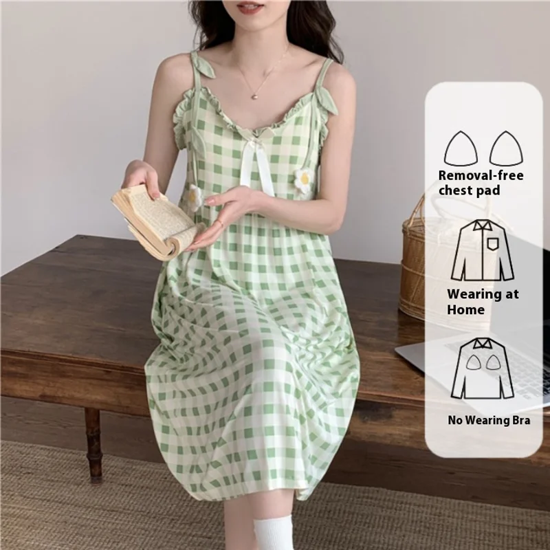 ثوب نوم مشروط جديد لعام 2025 قميص نوم نسائي صيفي ر...