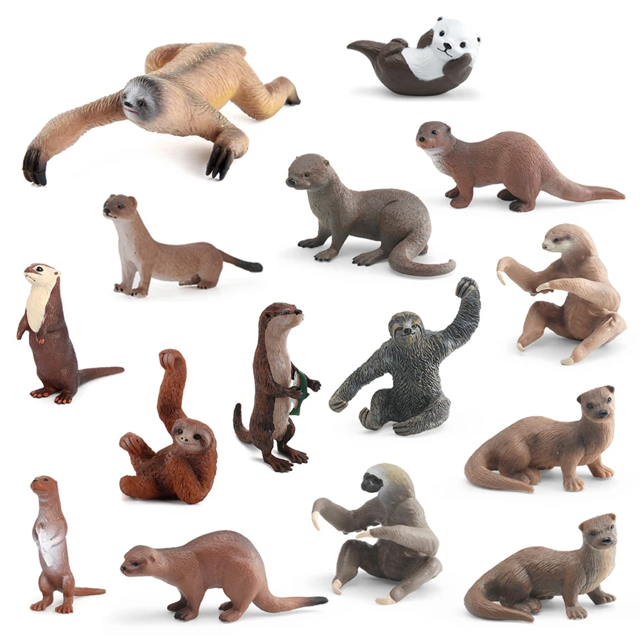 Wild Animal Adventure Series: Sloth & Otter Figurine Set - Educational Toy Collection